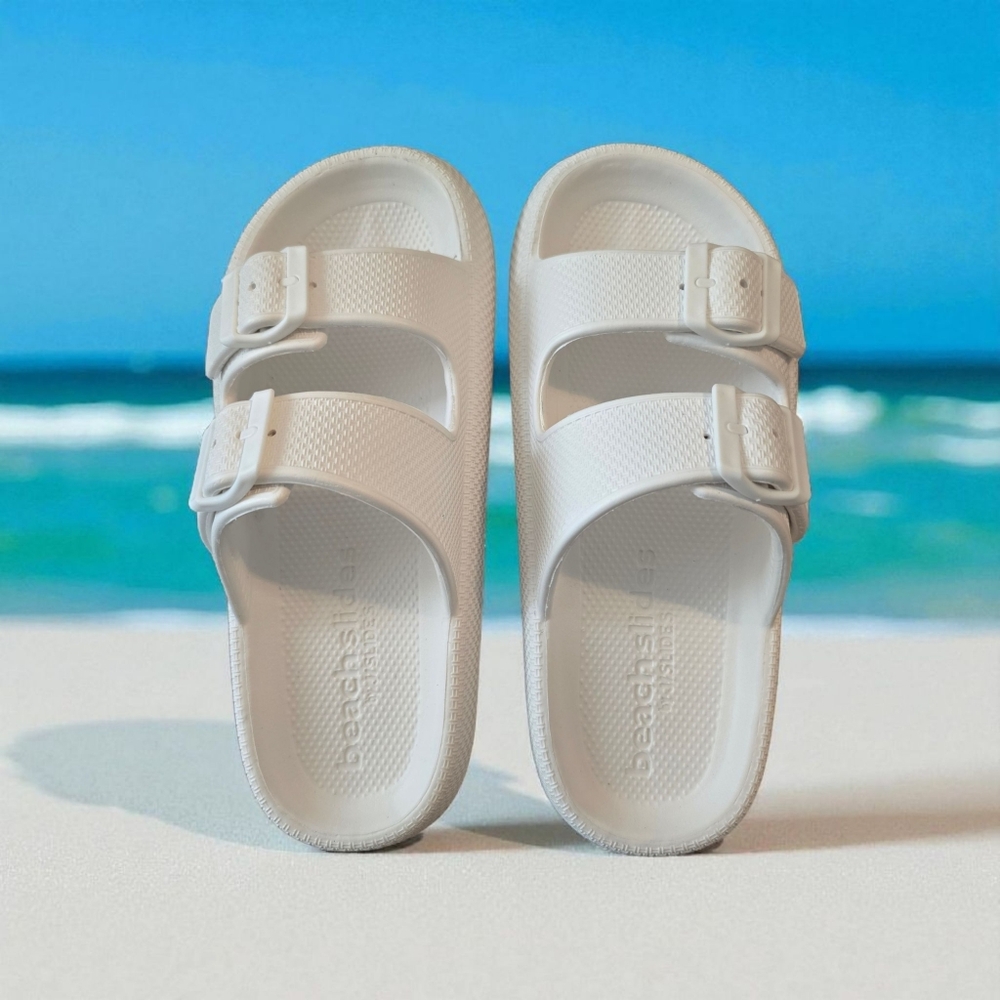 J Slides Womens Size 7M White EVA Beach Slides Sandal NIB